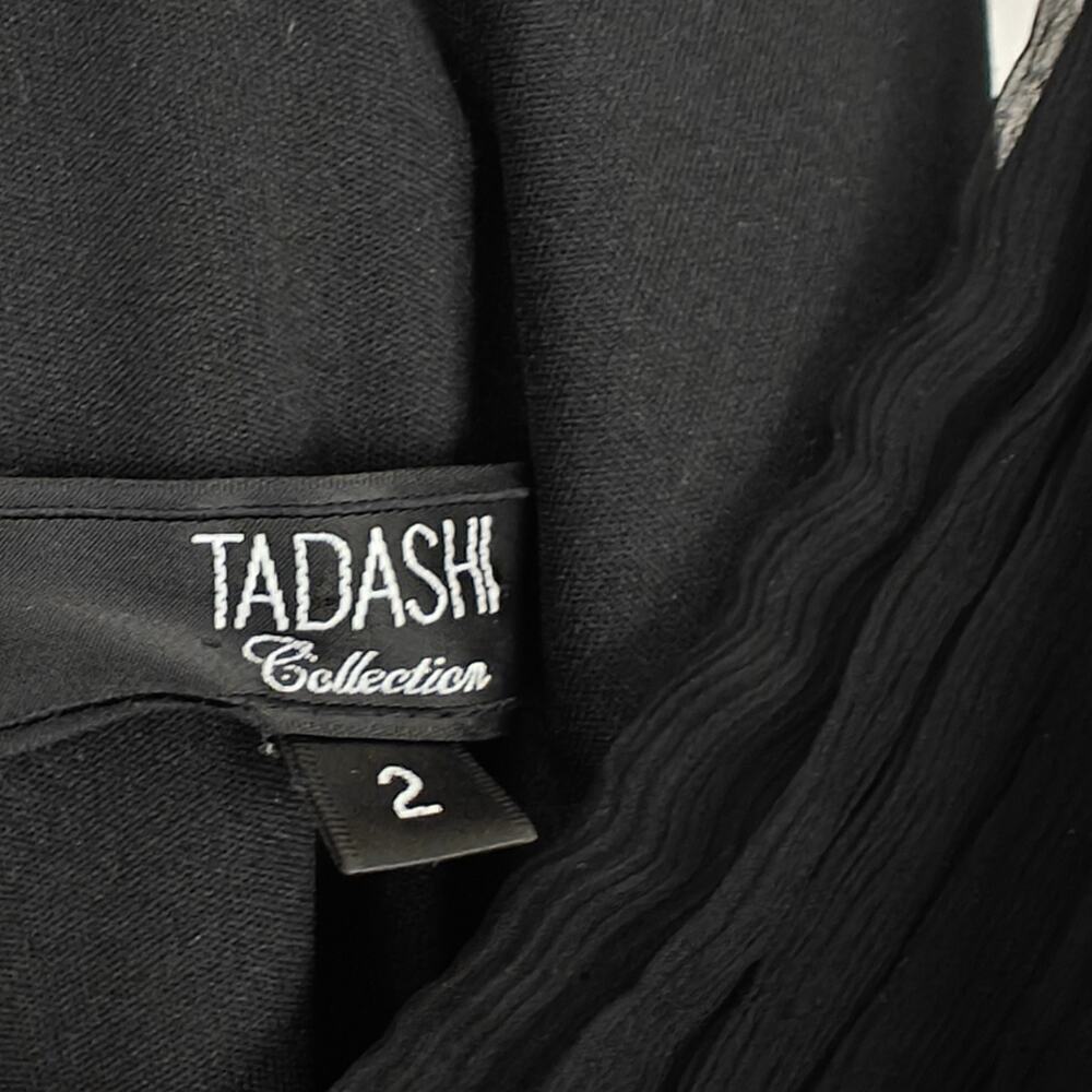 Tadashi Shoji Collection Silk Chiffon Dress Size 2 Black Cocktail Evening - Picture 10 of 11